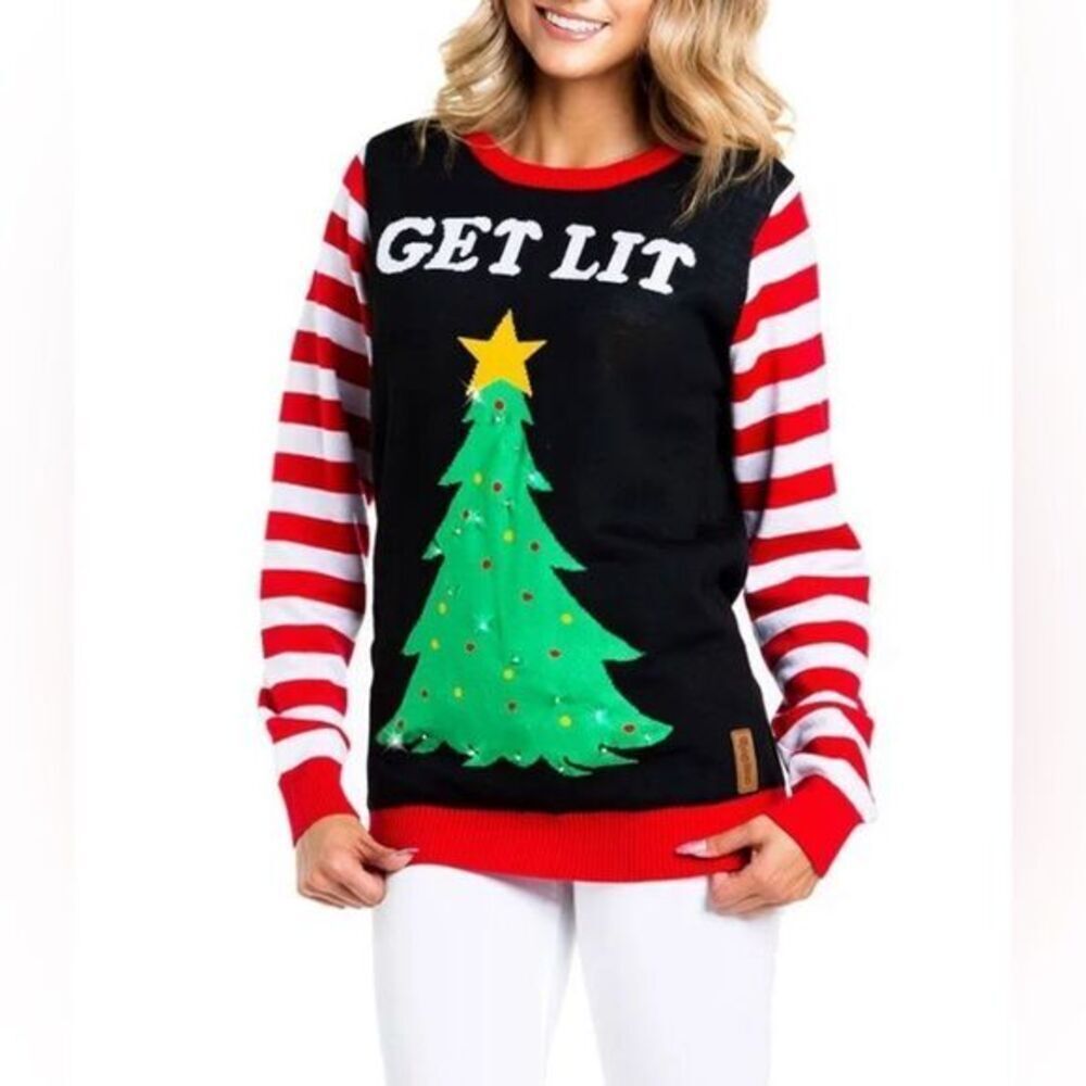 NWT Tipsy Elves Unisex Christmas Holiday Sweater Tree Lights Up - Size XL